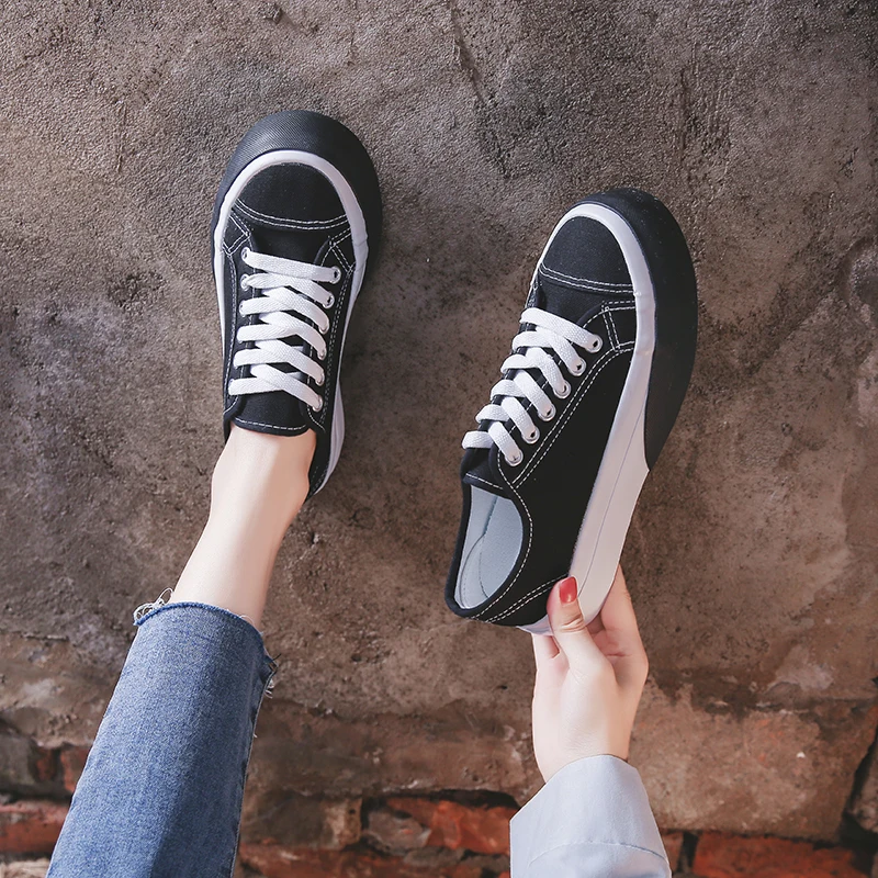 

Thick soled canvas shoes women's 2021 spring new Korean style student board shoes trend small white shoes lazy shoes