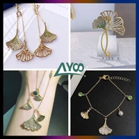 swa fashion jewelry original 11 charm stunning hollow ginkgo leaf series bracelet earrings necklace romantic gift for women