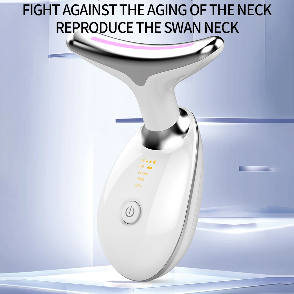 

Neck Face Beauty Device 3 Colors LED Photon Therapy Skin Tighten Reduce Double Chin Anti Wrinkle Remove Skinting Massager Tool
