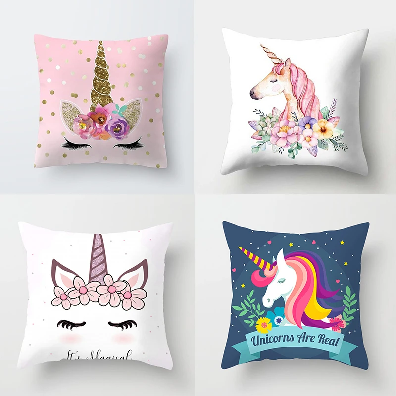 Новая Милая Подушка Чехол Единорог Фламинго Печать наволочка удобный офисный