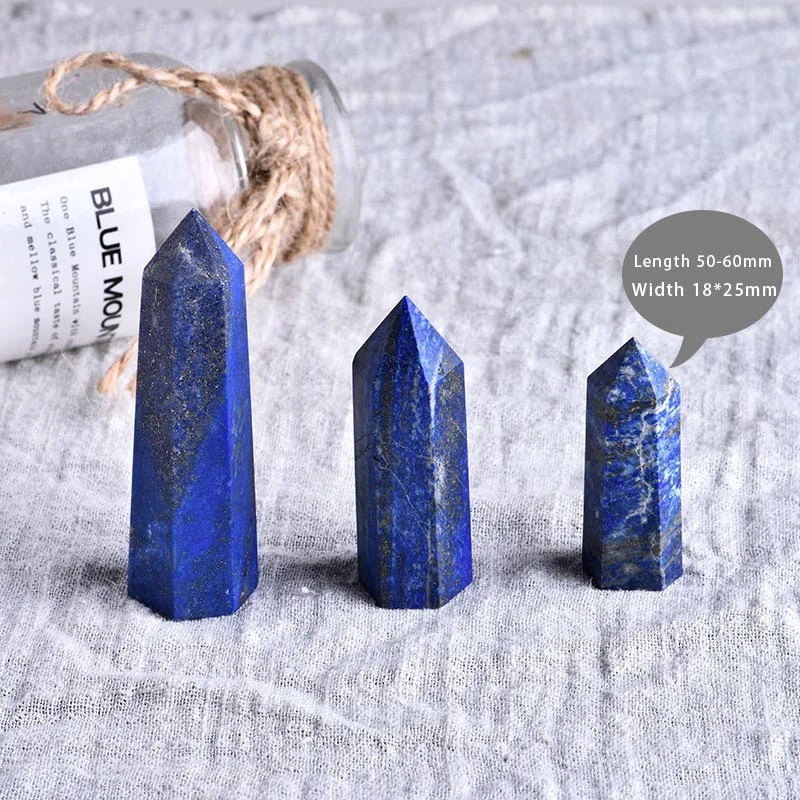 50-60 mm 1 шт. натуральный кристалл Lapis шестиугольная колонна КРИСТАЛЛ ТОЧКА минеральный орнамент волшебный ремонт домашнего интерьера DIY подарок украшение - Цвет: 50-60 mm
