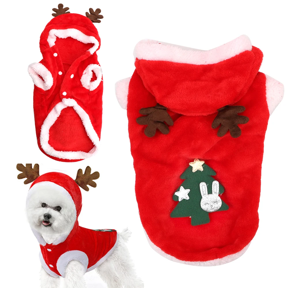 

Christmas Dog Clothes Clothing Accessories Kitten Puppy Outfit Hoodie Pet Dog Clothes Small Dogs Cats Santa Costume Warm