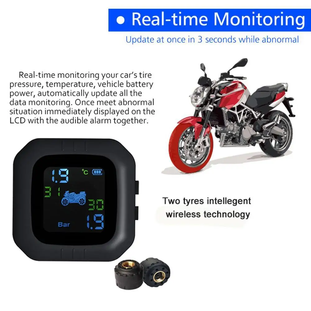TPMS автомобильная система сигнализации давления в шинах дисплей интеллектуальное Предупреждение температуры мотоцикла система контроля давления в шинах
