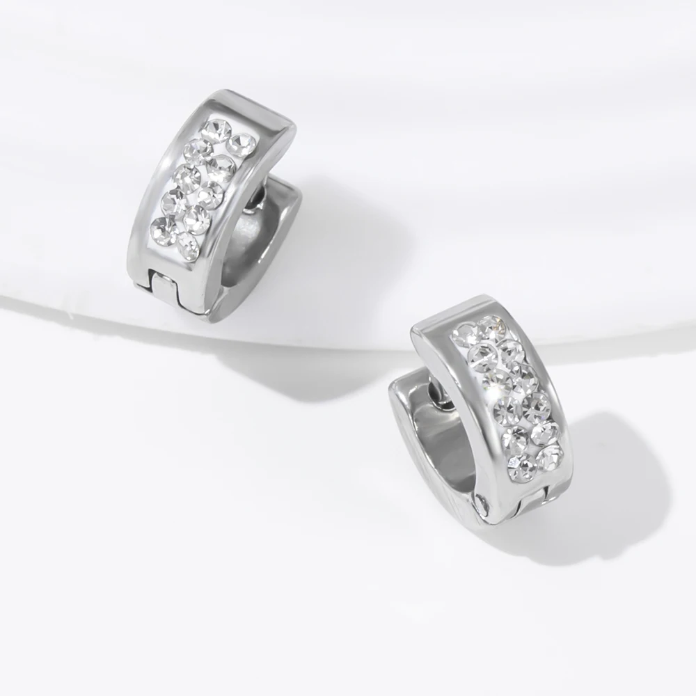 

Tiny Hoops Gold/ Silver Color Ear Bones Clip Small Hoop Earrings for Women Men Girl Stainless Steel Earings