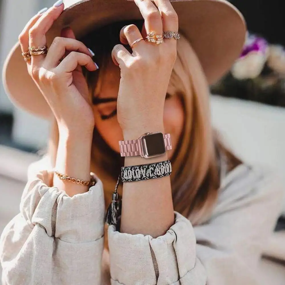 

Band For Apple Watch 6 5 4 3 2 44mm 40mm 42mm 38mm Metal Stainless Steel Watchband Bracelet Strap for iWatch Series Accessories