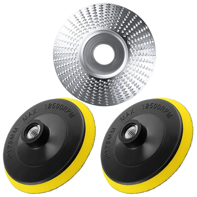 Угловой шлифовальный диск, шлифовальный круг из карбида вольфрама для дерева, абразивный диск для резьбы, подложка с крючком и петлей 5 дюйм...