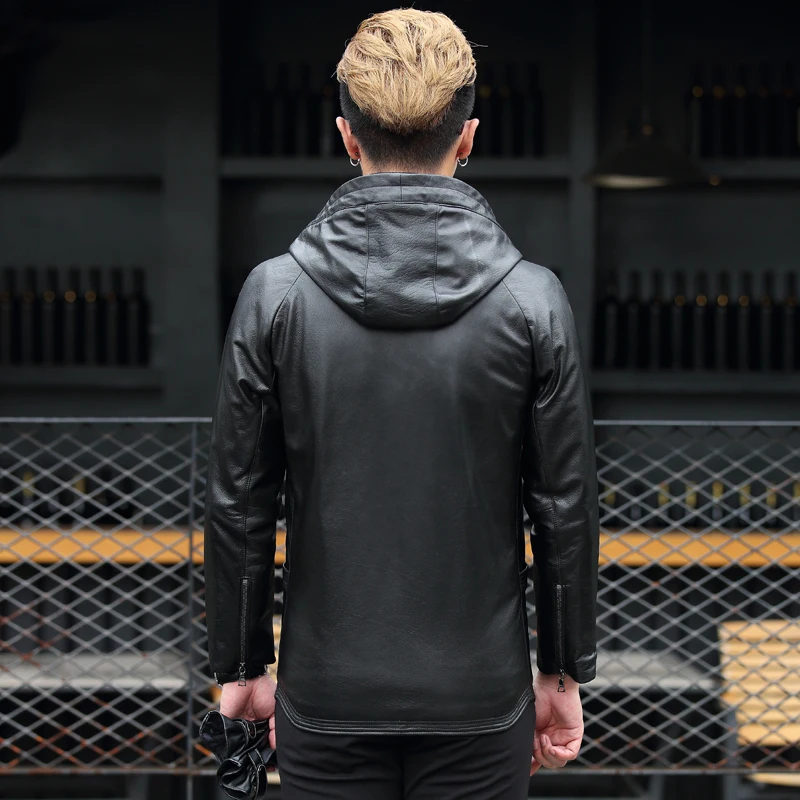 Мужская куртка из натуральной кожи зимнее теплое пальто коровьей модель MF411 |