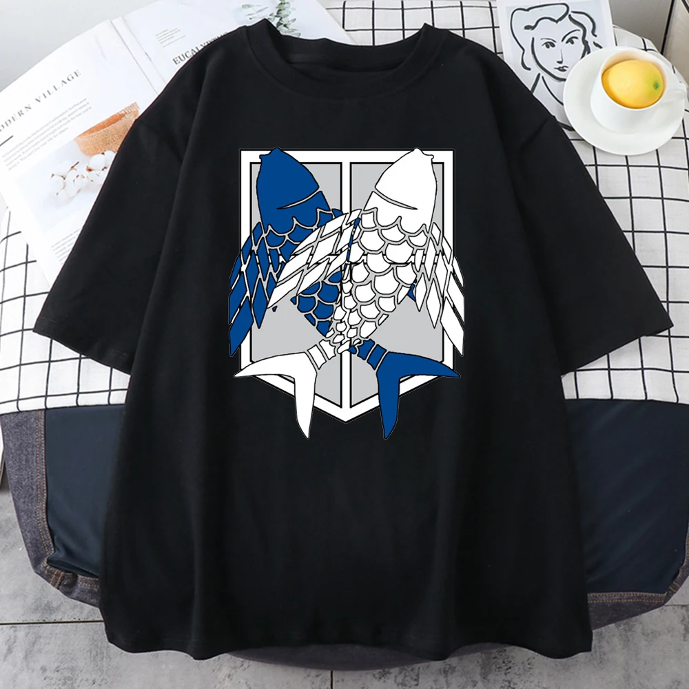 

Survey Corps - Fish Of Freedom Print Male T Shirts Oversized Brand Tops Fashion Breathable Tshirts High Quality T-Shirts Man's