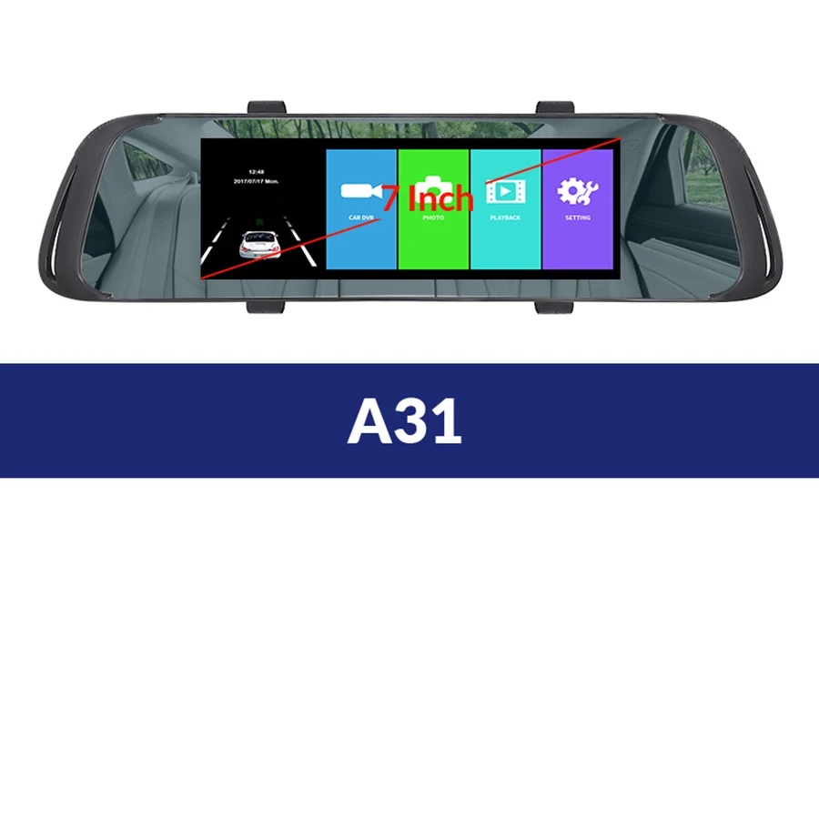 A31 E-ACE 7,0 дюймов сенсорный Автомобильный видеорегистратор зеркало FHD 1080P видео рекордер Авто регистратор тире камера двойной объектив с камерой заднего вида - Название цвета: A31