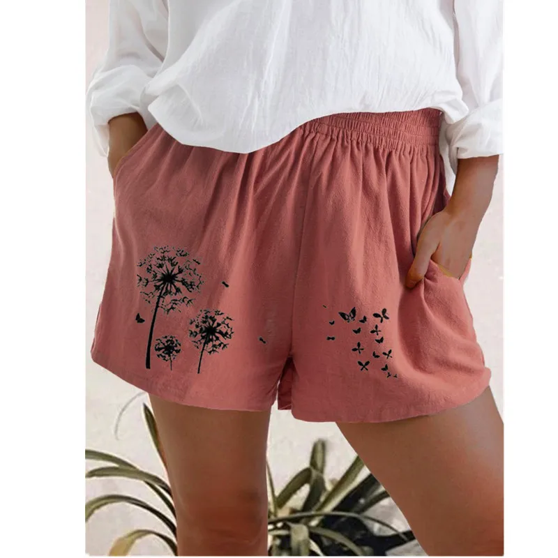 

2021 Summer New Fashion All-match Casual Women's Shorts Wide Feet Loose Print Empire Ladies Short Pants Large Size 5XL
