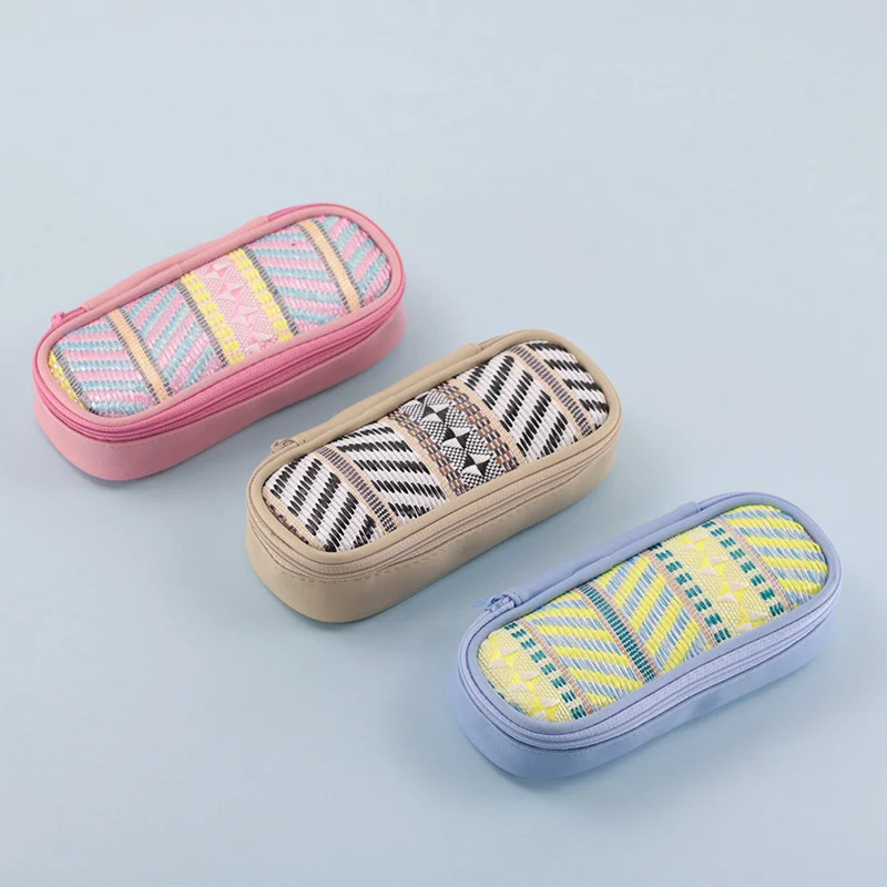 

PU Leather Stationery Storage Box High Capacity Creativity Multifunctional Students Zipper Pencil Case Kawaii Pouch Pencils Bag