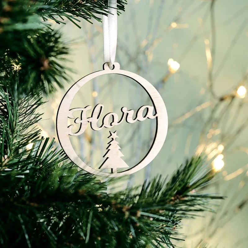 

Wooden Personalized Name Ornaments Christmas Gifts Pandents Family Holiday Decoration Decor