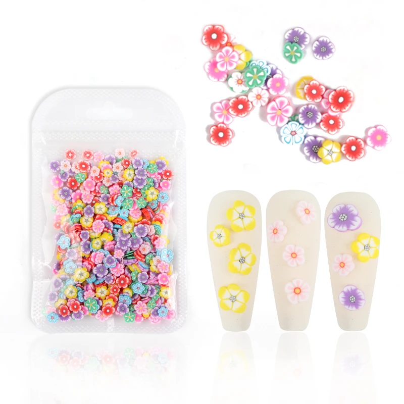 Soft Clay Mini Flower Nail Art Flakes Slices Colorful Spring Summer Nails Accessories Daisy Polymer Slice Decoration | Красота и