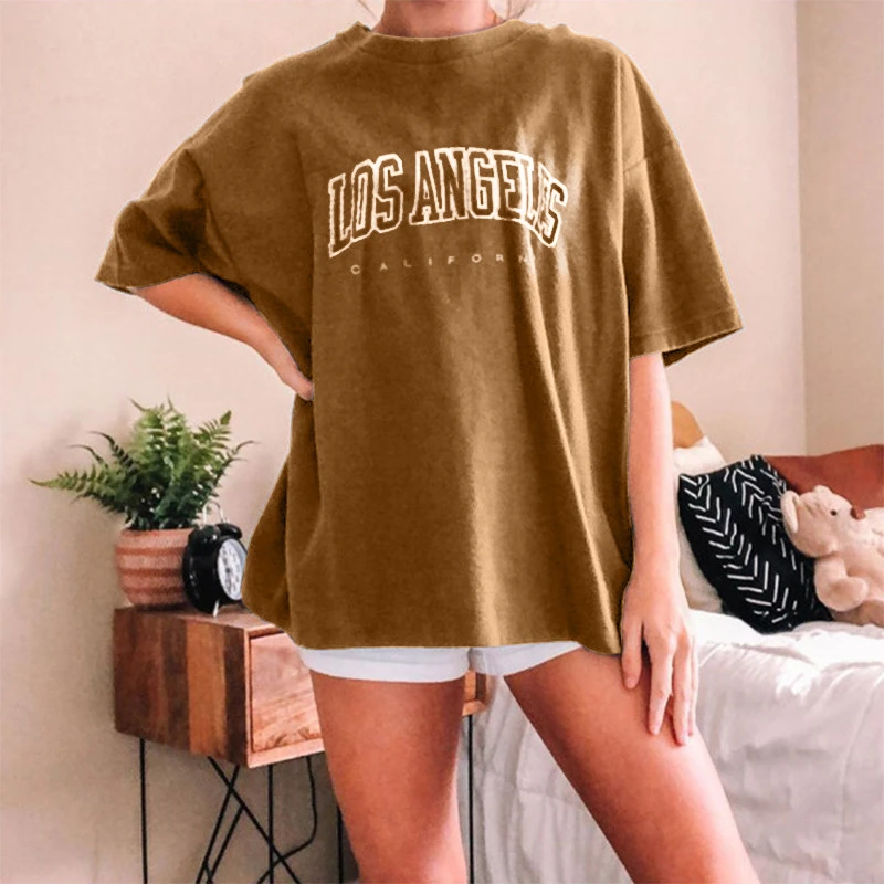 

Letter Print T Shirt Women Short Sleeve O Neck Loose Summer Causal Tee Shirt Tops Camisetas Mujer Plus Size Streetwear Tshirt
