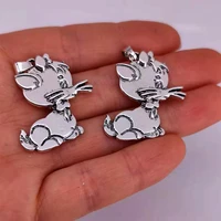 5pcs cute cat ancient silver color cat pendant charm for women man accessories