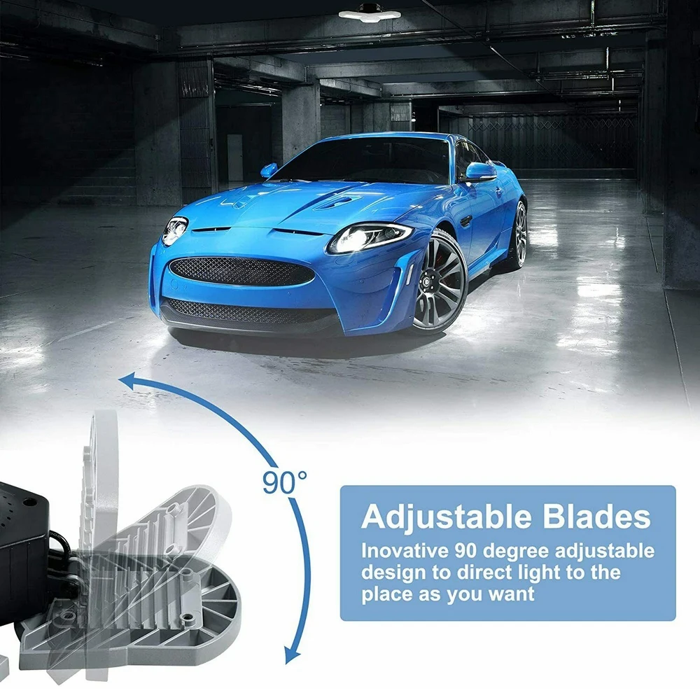 60 Вт 2 шт. светодиодный гараж светильник трилистника складной деформируемая