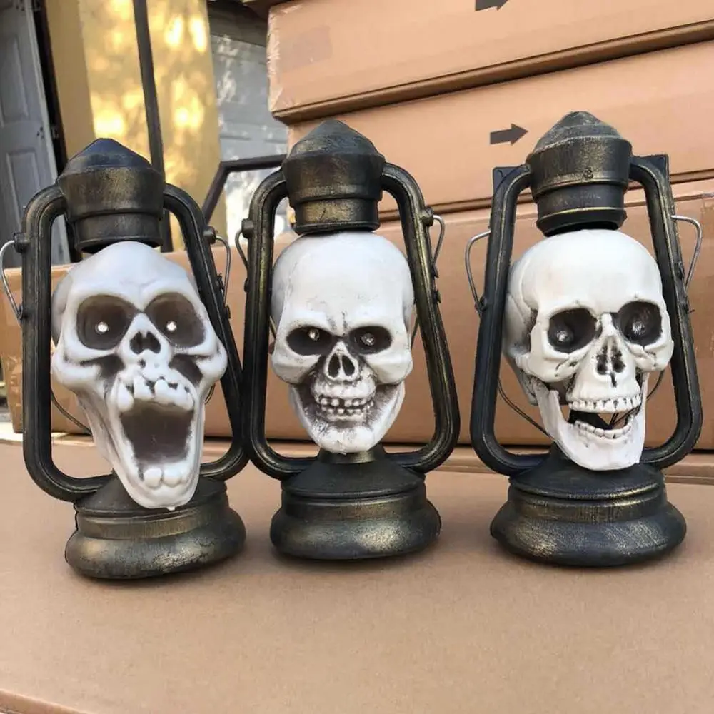 

Halloween Scary Props Skull Head Lantern Haunted House Escape Room Decoration