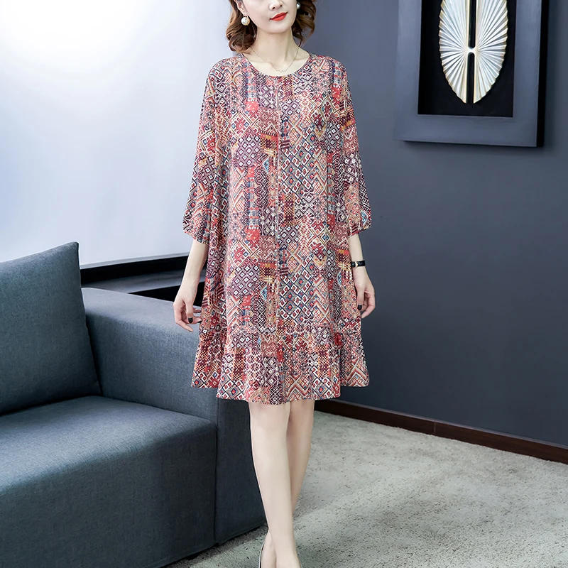 Шелковое богемное повседневное Летнее цветочное женское платье Новое