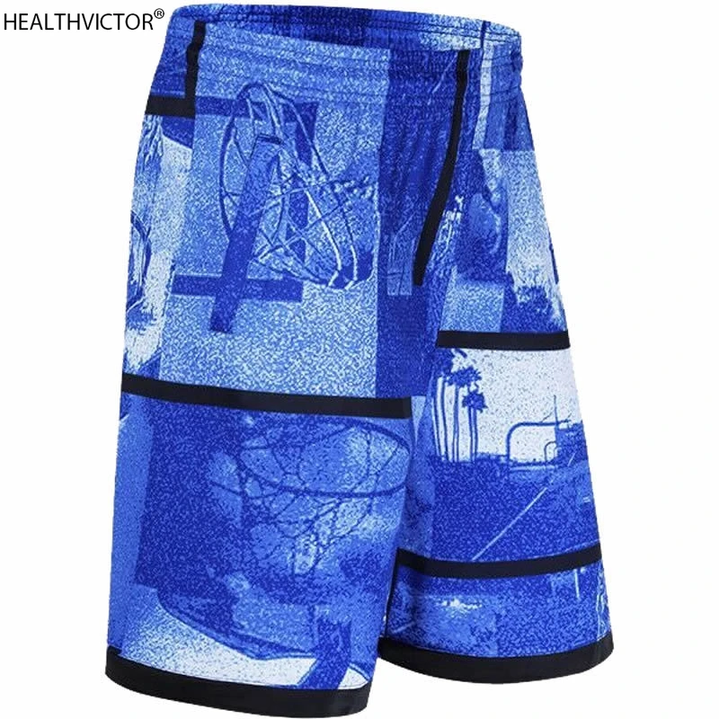 

Качественные Дышащие Модные мужские карманы на молнии с принтом, мужские летние шорты до колена для бега, мужские спортивные шорты для баск...