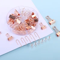 72pcsbox rose gold metal clip large headed binder clips office binding supplies combination set delicate stationery