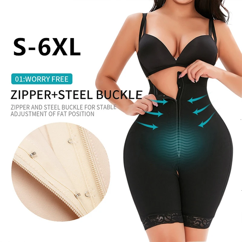 

HaleyChan Womens Plus Size High Waist Breasted Zipper Anti-skid Waist Abdomen Hip Pants Waist Trainer Body Shaper Waist Trainers