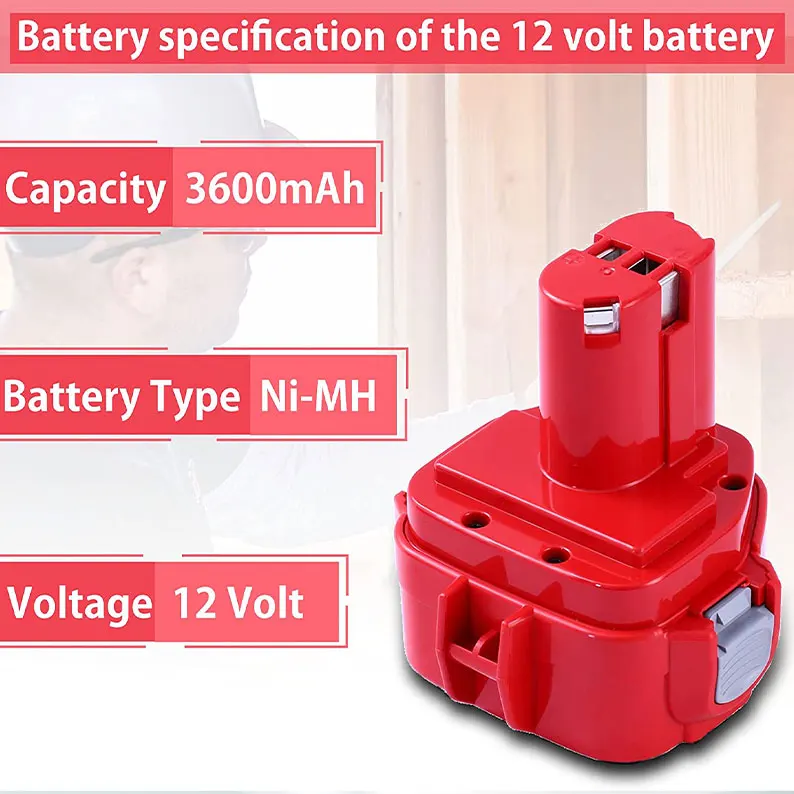 

Upgrade 3600mAh 12V battery PA12 replacement battery and Makita 12V battery 1200 1220 1201 1222 1233 6213d replacement battery