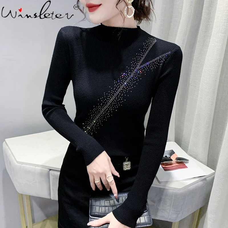 

Женский трикотажный свитер с длинным рукавом, с ложным воротником