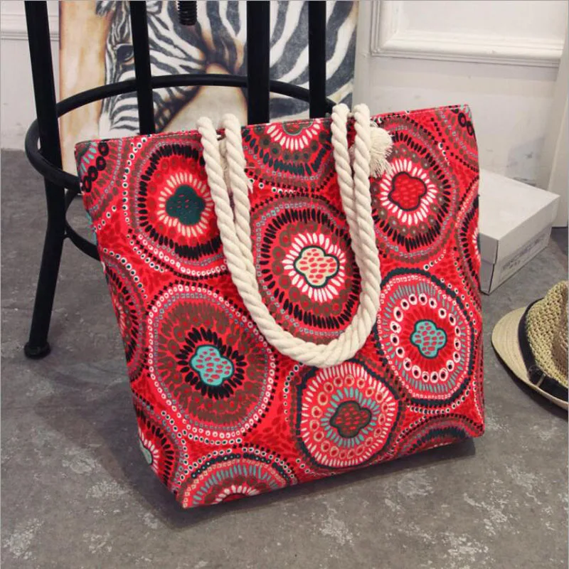 

Fashion Folding Women Big Size Handbag Tote Ladies Casual Flower Printing Canvas Graffiti Shoulder Bag Beach Bolsa Feminina