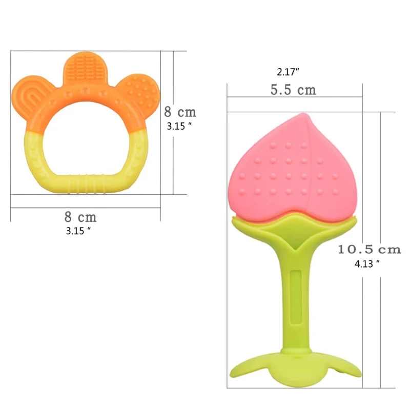 

10 Pack Teething Toys Fruit Shaped Silicone Baby Teethers BPA Free Newborn Gift