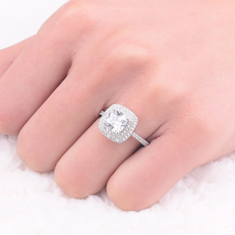 Акция! Женское кольцо из серебра 100% пробы с имитацией бриллианта 3 карата|jewelry