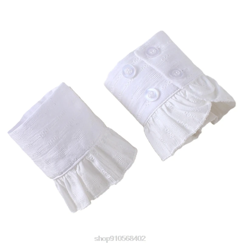 

Women Jacquard Chiffon Horn Cuff Pleated Ruffled Detachable Fake Sleeve Sweater Decorative Wrist Warmers N09 20 Dropshipping