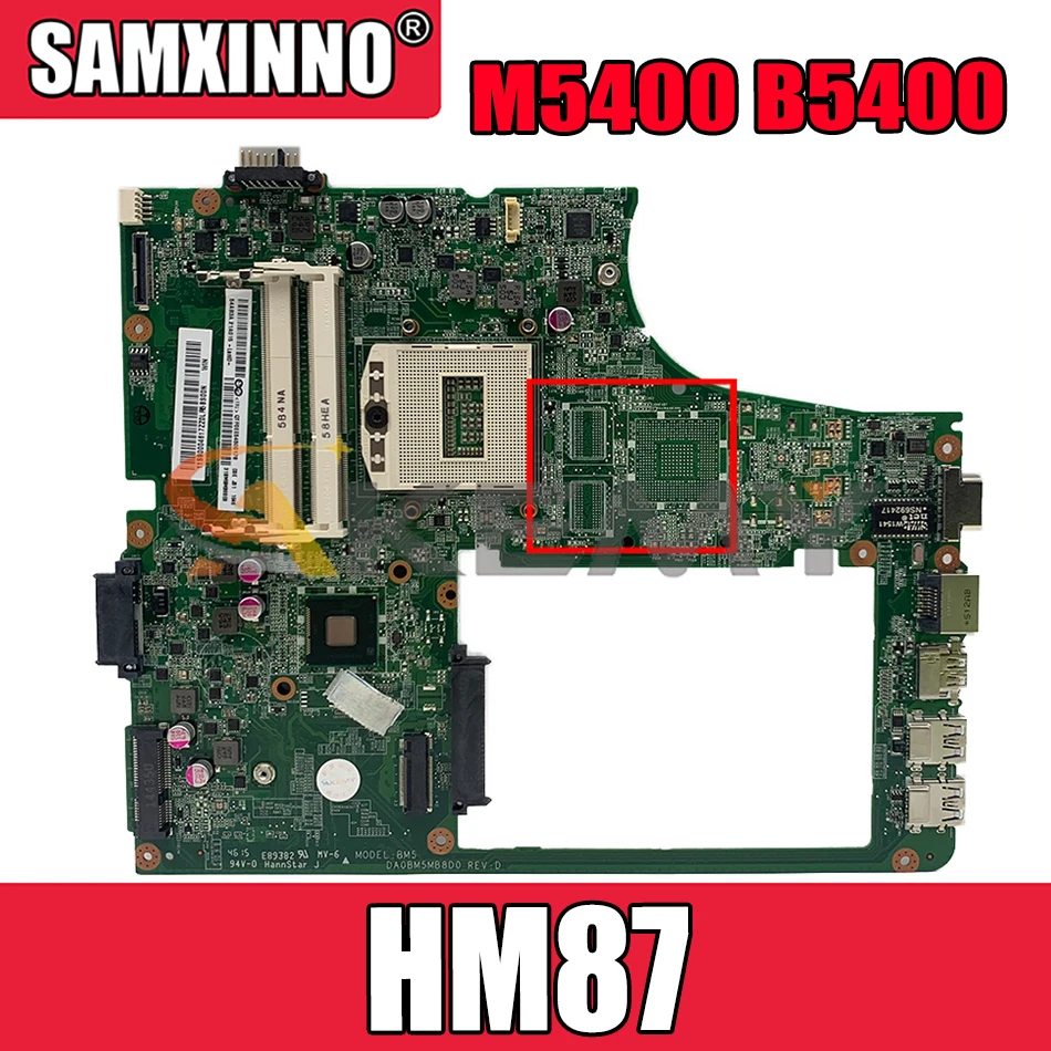 

Материнская плата Akemy DA0BM5MB8D0 для ноутбука Lenovo M5400 B5400, материнская плата PGA947 HM87 DDR3 100%, протестированная работа