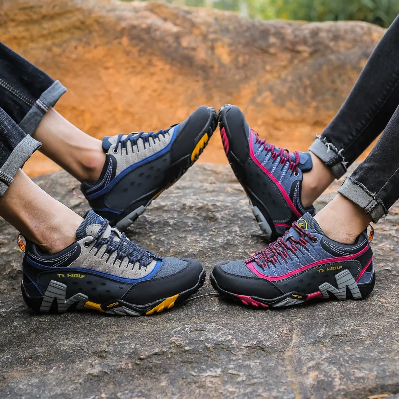 Outdoor Lover Trekking Shoes Men Waterproof Climbing Hiking Shoes Genuine Leather Mountain Boots Woodland Hunting Tactical Shoes