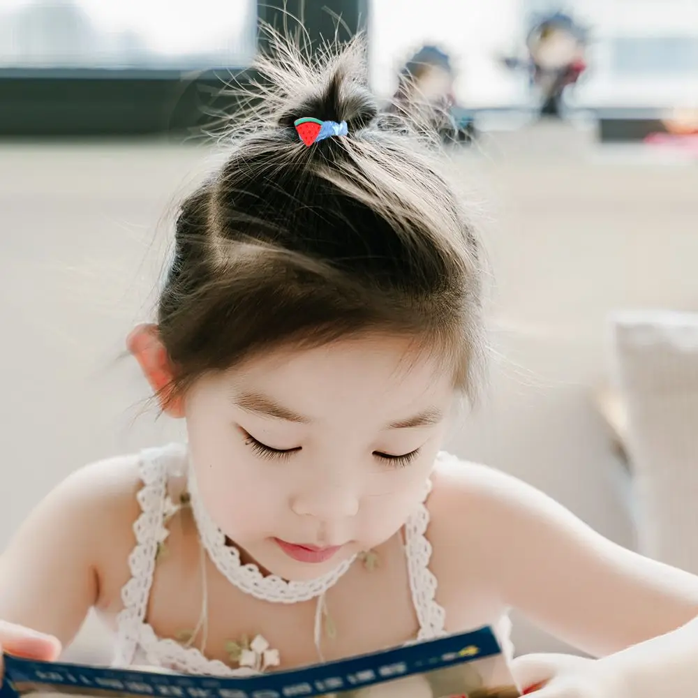 New 5Pcs Children's Hair Tying Rubber Band Cute Girls Large Intestine Head Rope Baby Does Not Hurt Elastic R | Детская одежда и