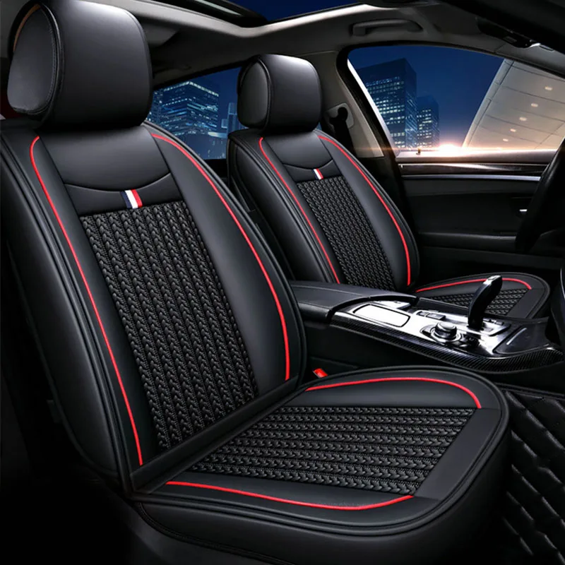

NEW Universal Car Seat Covers Interior Accessories Ice Silk Cooling PU Leather Cushion Pad For Summer Red Blue Seat Protector