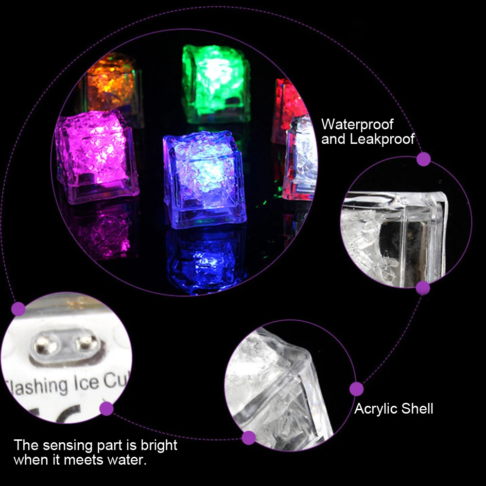 12 шт./лот DIY красочные светодиодные кубики льда для свадебного фестиваля Декор