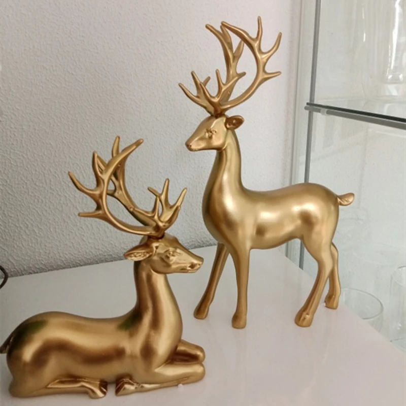 northeuins resin golden deer bull figurines for interior nordic animal ox statue official sculptures home decoration accessories free global shipping