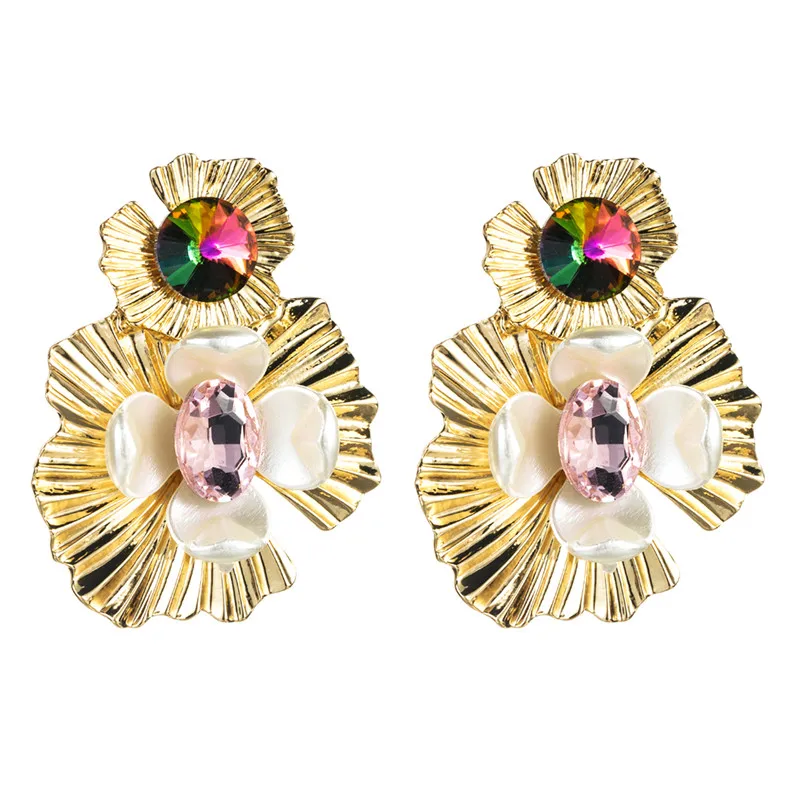 Женские серьги пусеты Pauli Manfi европейский стиль модный цветок жемчуг элегантные