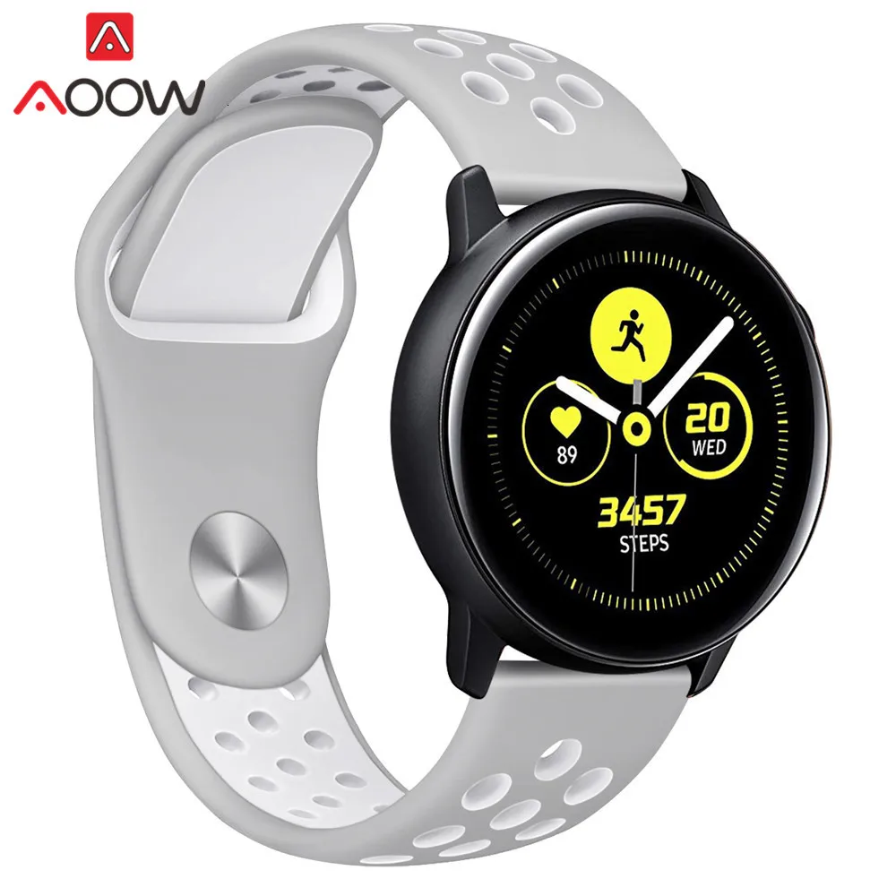 20 мм силиконовый ремешок для часов samsung Galaxy Watch Active 42 мм gear S2 Amazfit bip дышащие отверстия резиновый браслет ремешок