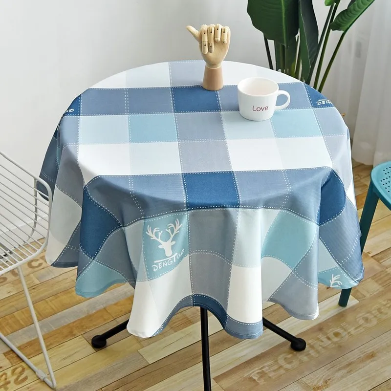 Nordic Style Round Tablecloth Simple Waterproof Restaurant Hotel Household Table Cloth Printing Plaid | Дом и сад
