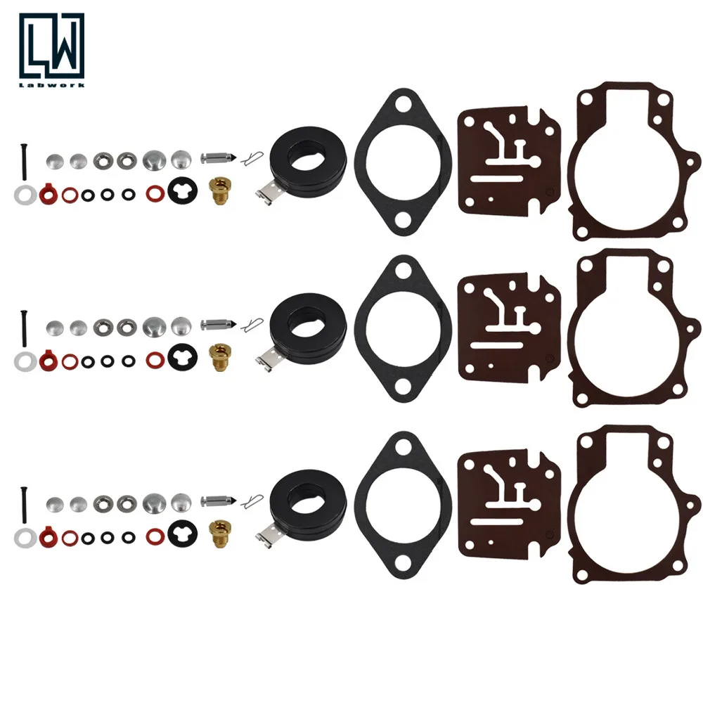 

3Pcs Carburetor Carb Rebuild Repair Kit w Float For Johnson Evinrude 65 70 75