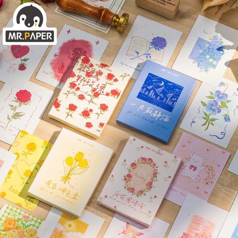 

Mr.Paper 4 Design Momo Copperplate Carton Pack LOMO Stickers Gentle Flowery Series Stickers Decorative Collage Material Stickers