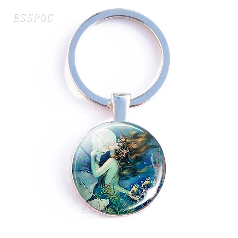 Двухсторонний брелок лягушка и феи сказочные украшения кабошон стеклянный