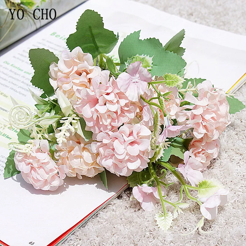 Йо Чо 5 веток счастливый шар Шелковый цветок искусственный день рождения дома