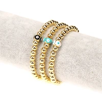 copper gold plated beads chain hip hop enamel resin geometric round charm bracelet turkish evil eye pendant bangle jewelry gift
