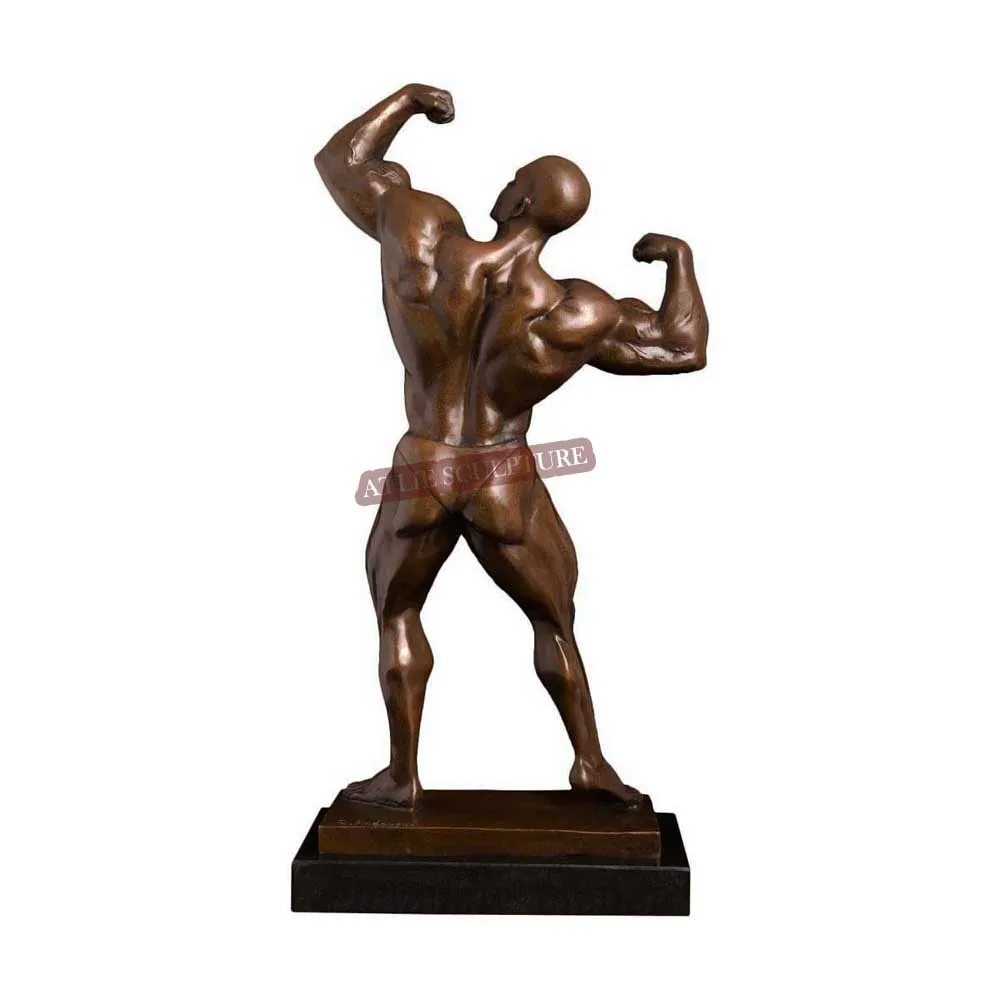 

Muscular Man Bronze Statue Rhythmic Gymnastics Sculpture Bodybuilder Art Fitness Room Home Office Decor
