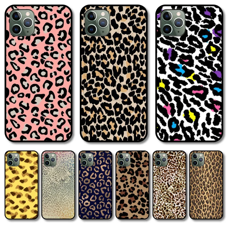 

Leopard grain Phone Case cover For iphone 12 pro max 11 8 7 6 s XR PLUS X XS SE 2020 mini black cell shell