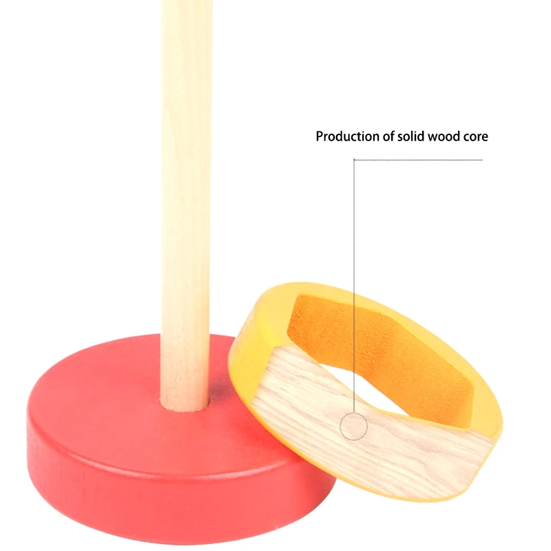 

Wooden Rainbow Tower Toys Geometric Stacking Cup Color Rainbow Stacking Ring Tower Toys for Kids