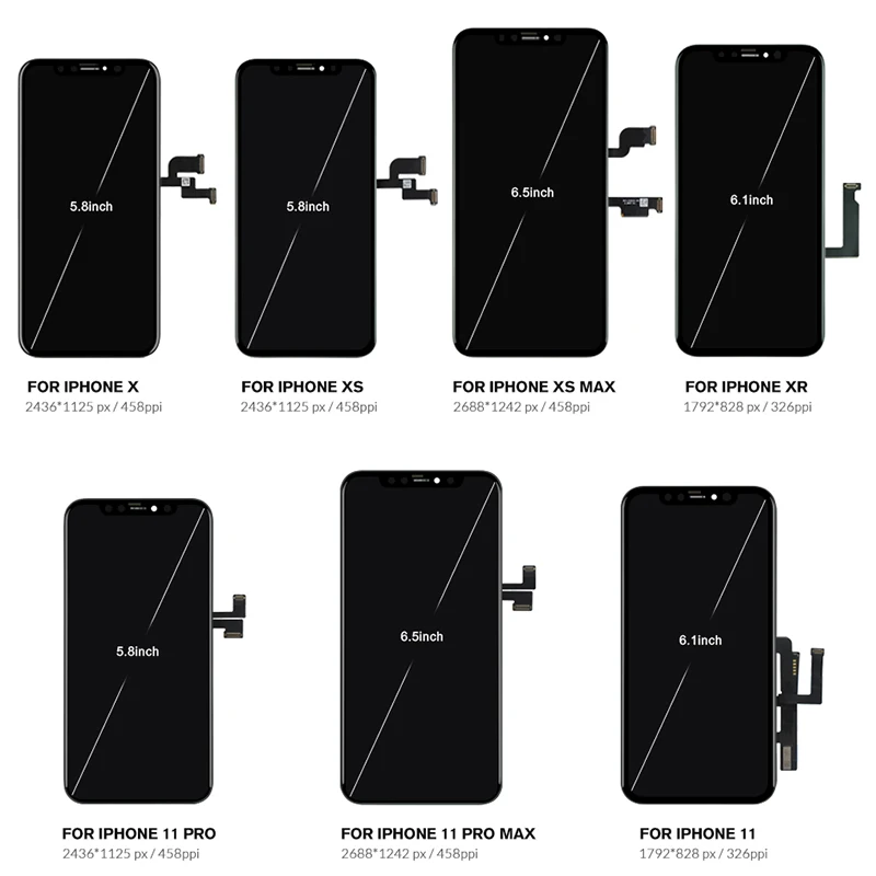 100% протестированный ЖК дисплей для iPhone 11 Pro Max с дигитайзером стеклянный экран XR X