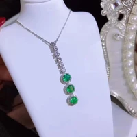 jewelry 925 sterling silver natural emerald emerald female necklace necklace pendant new support detec